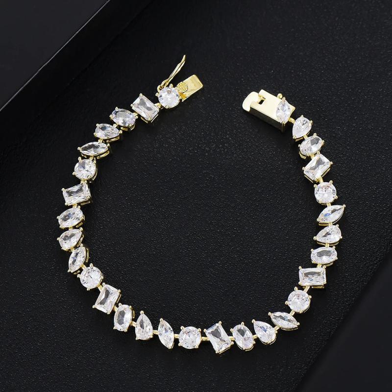 Flower Cuban Link CZ Bracelet Boho Cuff for Women
