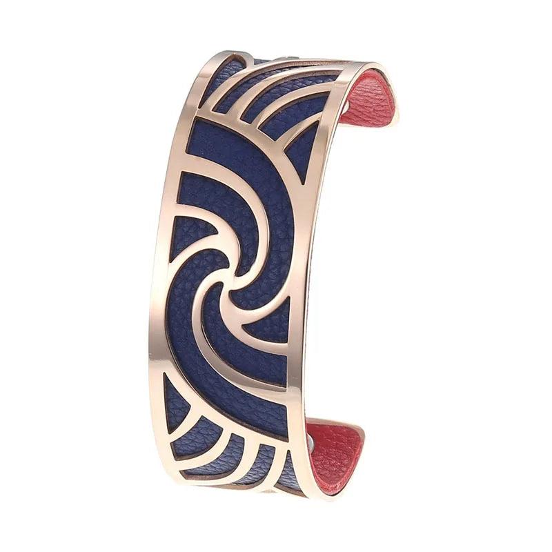Cremo Rose Cuff Bracelet Reversible Leather Band Jewelry