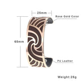 Cremo Rose Cuff Bracelet Reversible Leather Band Jewelry