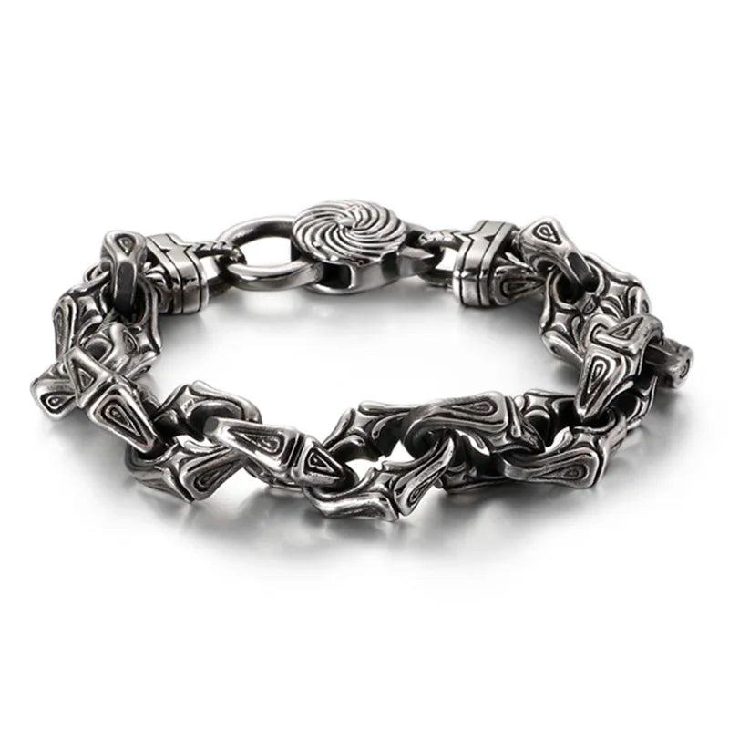 Vintage Bead Bracelet Stainless Steel Bangle