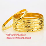 6MM Dubai Bangle African Middle East Bangles Bracelets Ethiopian Jewelry 6pcs