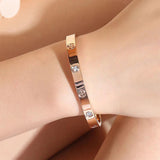 Plus Sign Bangle Silver Titanium Steel Bracelet Jewelry