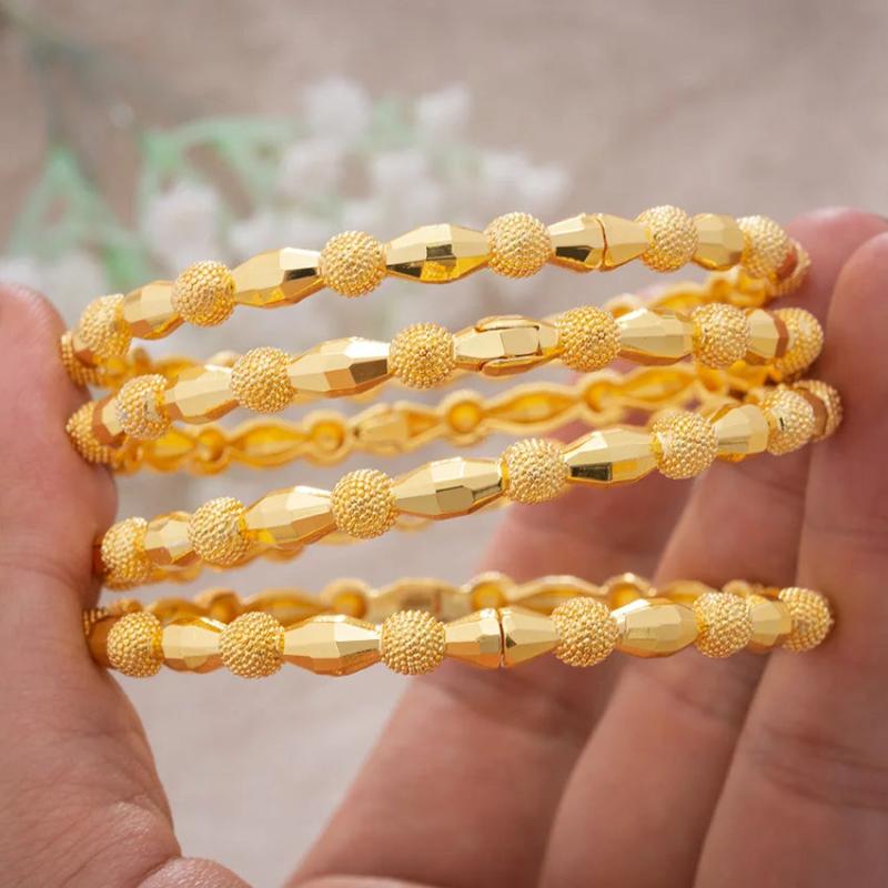4pcs/lot 24K Dubai Wedding Bangles Ethiopian Bracelets African Jewelry