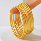 Matte Glossy Bangles Bracelets Set of 9 Pieces Women Wedding Party Jewelry