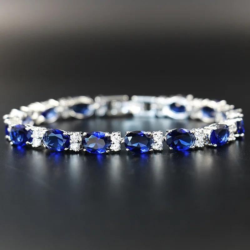 Delicate Hand Jewelry Gemstone Bracelet Artificial Sapphire Wedding