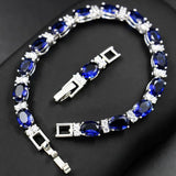 Delicate Hand Jewelry Gemstone Bracelet Artificial Sapphire Wedding