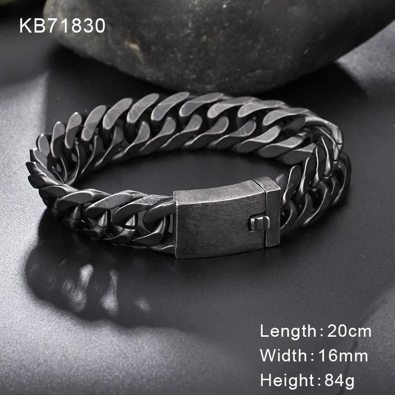Fongten Men's Stainless Steel Cuban Chain Bracelet
