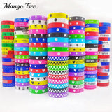 50Pcs Silicone Rubber Bracelets Charm Butterfly Jesus National Skull Stars