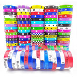 50Pcs Silicone Rubber Bracelets Charm Butterfly Jesus National Skull Stars