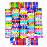 50Pcs Silicone Rubber Bracelets Charm Butterfly Jesus National Skull Stars
