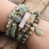 RH Chip Stone 5pc Beaded Bracelet Set for Women