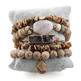 RH Chip Stone 5pc Beaded Bracelet Set for Women