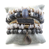 RH Chip Stone 5pc Beaded Bracelet Set for Women