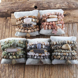RH Chip Stone 5pc Beaded Bracelet Set for Women