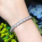CWWZircons Square CZ Silver Bridal Wedding Tennis Bracelet