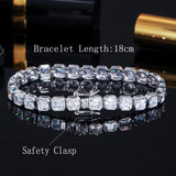 CWWZircons Square CZ Silver Bridal Wedding Tennis Bracelet