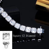 CWWZircons Square CZ Silver Bridal Wedding Tennis Bracelet