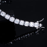 CWWZircons Square CZ Silver Bridal Wedding Tennis Bracelet