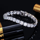 CWWZircons Square CZ Silver Bridal Wedding Tennis Bracelet