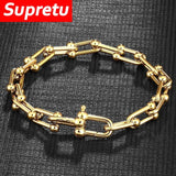 U Shape Links Bracelets Stainless Steel Chain Wristband Jewelry