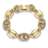 Micro Pave CZ Rainbow Wristband Bracelet for Women