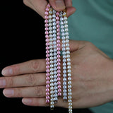 Hip Hop Iced Out Pink CZ Heart Tennis Chain Bracelet Bangle Bling Party Jewelry