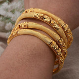 4Pcs Dubai Bangles Women African Wedding 24K Bridal Jewelry Ethiopia