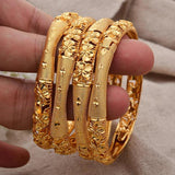 4Pcs Dubai Bangles Women African Wedding 24K Bridal Jewelry Ethiopia