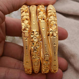 4Pcs Dubai Bangles Women African Wedding 24K Bridal Jewelry Ethiopia