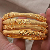 4Pcs Dubai Bangles Women African Wedding 24K Bridal Jewelry Ethiopia