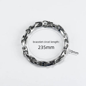 10mm Wide Hip Hop Stainless Steel Bracelets for Men Silver Accessories
