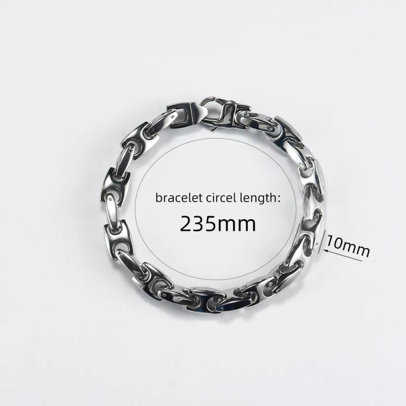 10mm Wide Hip Hop Stainless Steel Bracelets for Men Silver Accessories