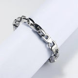 10mm Wide Hip Hop Stainless Steel Bracelets for Men Silver Accessories