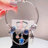 Women Bracelet Snowflake Pendant Ocean Star Glass Beads Charm Bracelet