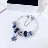 Women Bracelet Snowflake Pendant Ocean Star Glass Beads Charm Bracelet