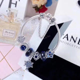 Women Bracelet Snowflake Pendant Ocean Star Glass Beads Charm Bracelet