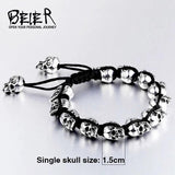 316L Stainless Steel Hand-woven Skull Bracelet Pop Rock Punk Men's Jewelry