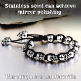 316L Stainless Steel Hand-woven Skull Bracelet Pop Rock Punk Men's Jewelry