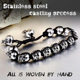 316L Stainless Steel Hand-woven Skull Bracelet Pop Rock Punk Men's Jewelry
