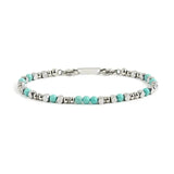 Stainless Steel Bead Bracelet with Turquoise Stone