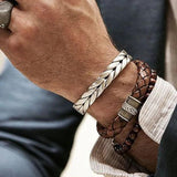 Stainless Steel Twisted Braiding Cuff Bangle Bracelet