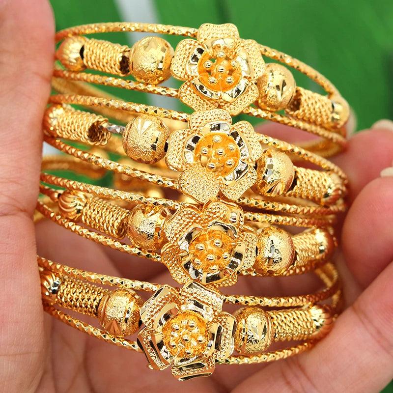 African Wedding Gift Beads Dubai Bangles For Women Flower Bracelet