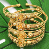 African Wedding Gift Beads Dubai Bangles For Women Flower Bracelet