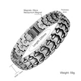 Vintage Silver Magnetic Bracelet Men Wristband Health Jewelry