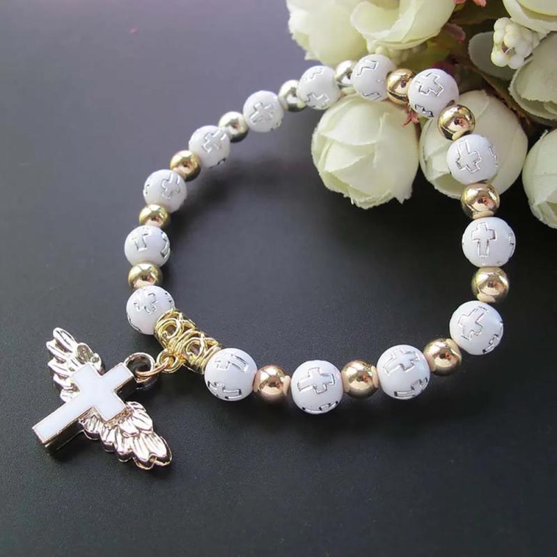 12 Pcs Angel Wing Cross Bracelet Baptism Favor