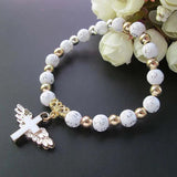 12 Pcs Angel Wing Cross Bracelet Baptism Favor