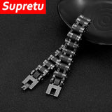 Punk Knight Bracelet Men Stainless Steel Motorcycle Bike Chain Wristband Hand