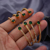 24K Dubai Bangles Green Stone Wedding Jewelry