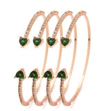 24K Dubai Bangles Green Stone Wedding Jewelry