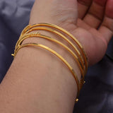 24K Dubai Bangles Green Stone Wedding Jewelry